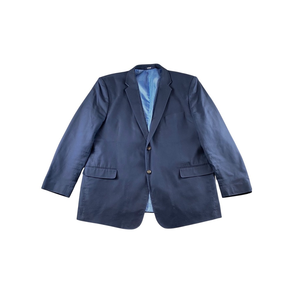 SADDLERED Navy Blue Gingham Lined Sport Coat Blazer Men Size 50L